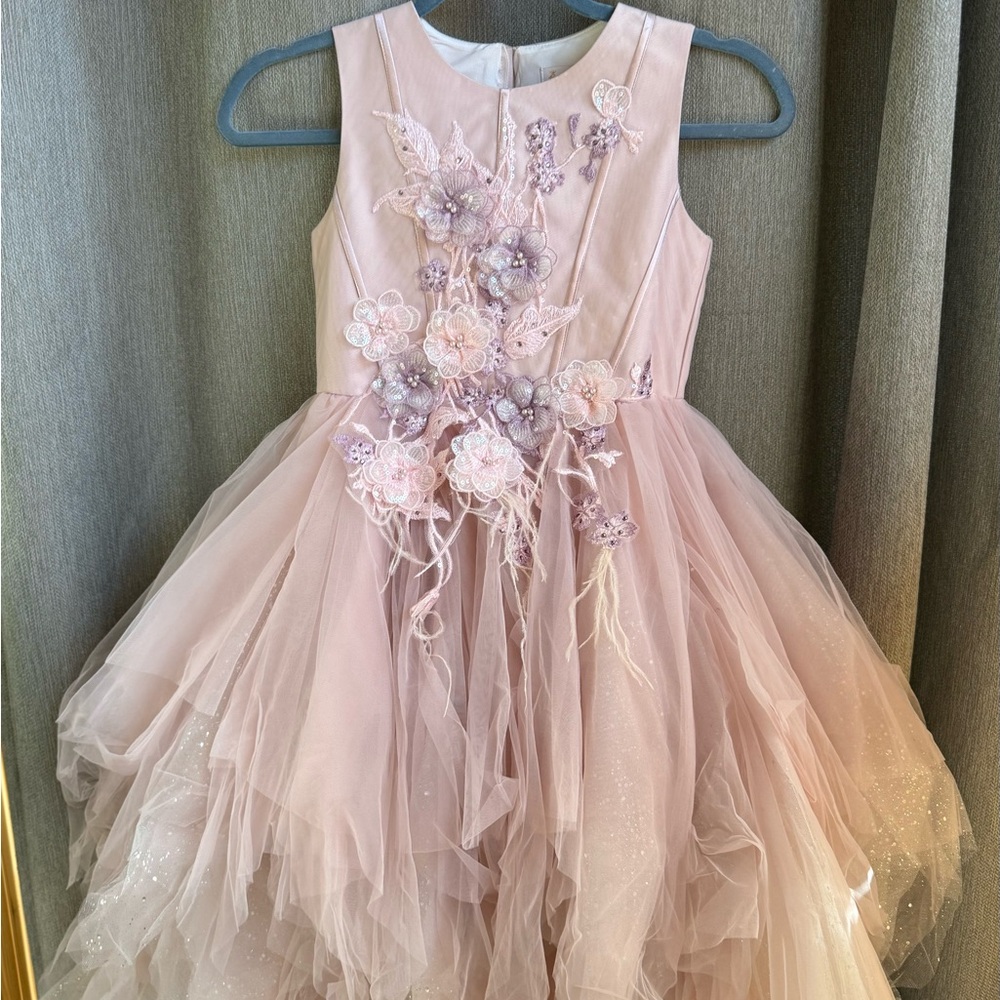 BHLDN Blush Floral Embellished Kids Dress